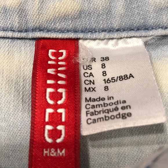 Vintage H&M Divided Denim Button Down With Washed Out Sleeves Sz Small. - Picture 3 of 8